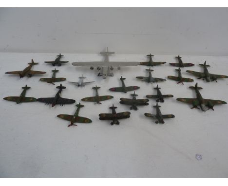 A Dinky Toys Block 220; a Whitley Bomber (2); D.H. Albatross; an Empire Flying Boat with Roller; an Amiot 370 (2); Spitfire (