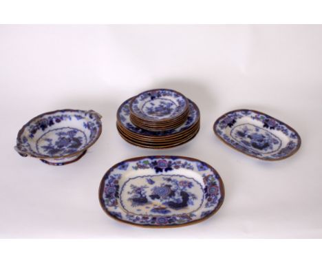 A Victorian part dinner service in the Ironstone palette including dinner plates, side plates etc. 