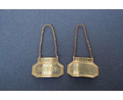 A pair of 1970's silver decanter labels, by JB Chatterley & Sons Ltd, Birmingham 1970, 34g