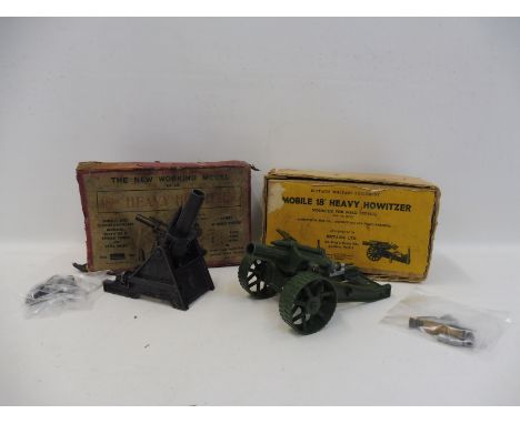 An early boxed Britains Mobile Howitzer and one other, with shells.