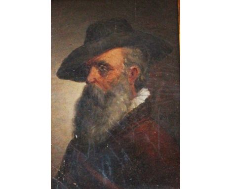 Brozik 19th Century , Portrait of a man , oil on board , framed. 21x16 cm 
