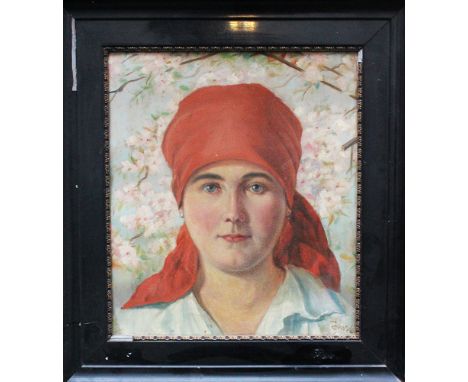 Josef Fenzl around 1920 , Portrait , oil on board, framed. 39x34 cm 