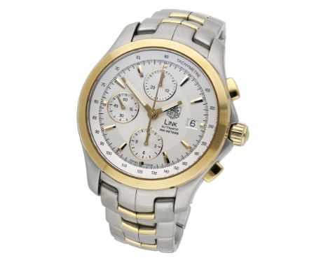 Tag Heuer. A stainless steel and gold automatic chronograph wristwatch, Ref. CJF2150, Link, circa 2009. Movement: cal. 16, au