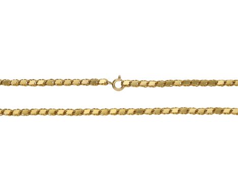 A gold necklace, of continuous fancy-link design, length 52.5cm.  £700-£900  ---  According to a PMI test on an XRF Analyzer 