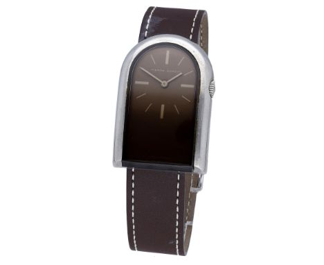 Pierre Cardin / Jaeger. A stainless steel arched wristwatch, Espace Collection, circa 1971. Movement: cal. 36, manual winding