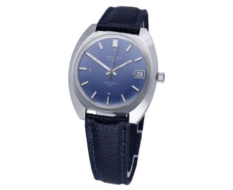Longines. A stainless steel tonneau-form wristwatch with date, Ref. 2304-2, Admiral HF, circa 1970. Movement: cal. 6952, manu