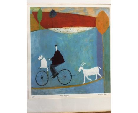 Annara Spence (b. 1963) lithograph, Walking the goat, signed and numbered 6/250, 45 x 42cm, glazed frame