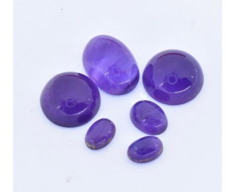A quantity of assorted amethyst cabochons. Weight 21cts. Measurement guide longest approx 14mm.