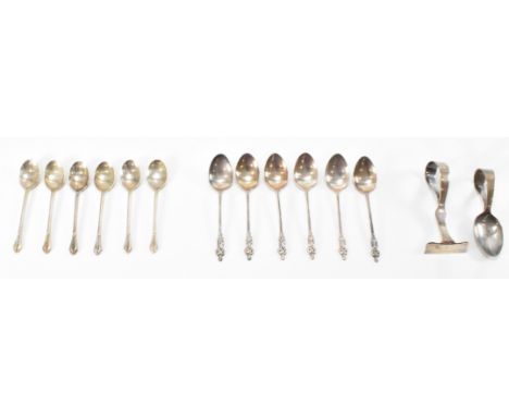 Two sets of hallmarked silver teaspoons to include a set of six Edwardian A J Bailey apostle teaspoons. Hallmarked for Birmin