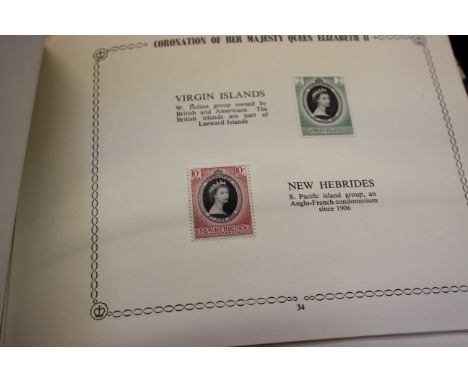 Stamps: A 1953 Commonwealth Coronation Stamp Album an album containing stamps from Queen Victoria to Queen Elizabeth, an albu