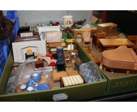 A quantity of 20th Century dolls house furniture, a Cindy doll, Patch and Betsie and other assorted toys c. 1960's