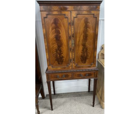 Early 20th century drinks cabinet in mahogany Ht 169cm W 80cm D 43cm (in 2 sections)