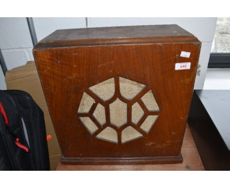 An early 20th Century oak speaker cabinet containing Celestion speaker