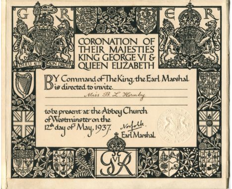 1937 CORONATION INVITATION &amp; TICKET