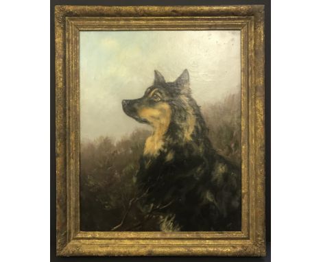 OIL ON CANVAS - PORTRAIT OF A TERRIER - INITIALLEDVery good overall condition commensurate with age. Original canvas, no visi