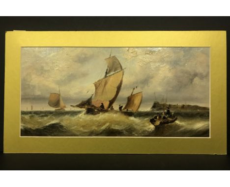 WILLIAN THORNLEY 1858-1898 OIL ON BOARD OF FISHING BOATS - SIGNEDVery good condition commensurate with age. Could do with a l
