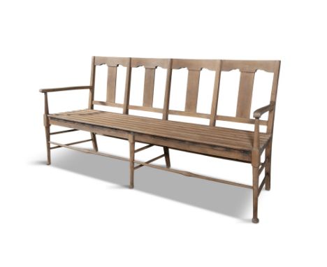 A HARDWOOD GARDEN BENCH, 20TH CENTURY   200cm long