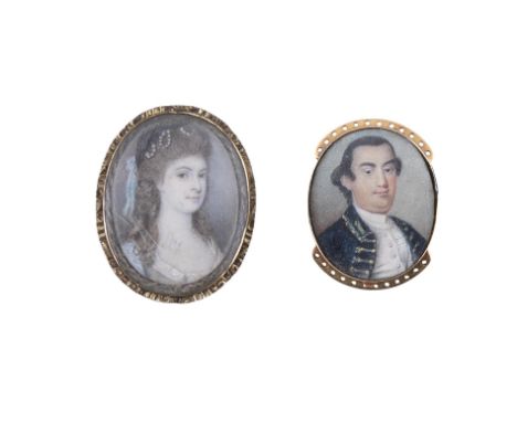 FRENCH SCHOOL, EARLY 19TH CENTURY Portrait miniature of a young lady Oil on ivory, oval, 4cm high; together with an 18th Cent