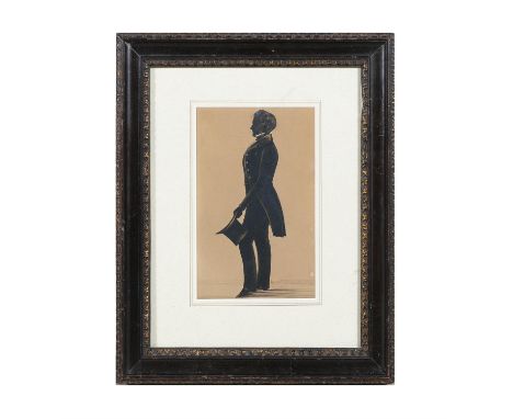 WILLIAM SEVILLE SNR (1797-1866)   A Silhouette Portrait of a Man in coat tails holding a top hat 21 x 13cm