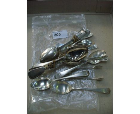 A large collection of Victorian and Georgian silver teaspoons 
To include a set of six Victorian fiddle pattern examples, Lis