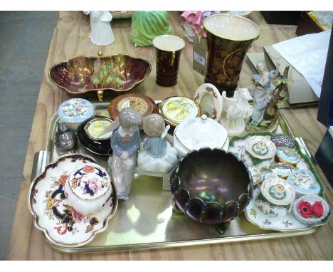 3 Carlton Ware " Rouge Royale " items ( a/f ) 2 handled oval dish, 2 handled vase and smaller example, Masons lidded pot and 