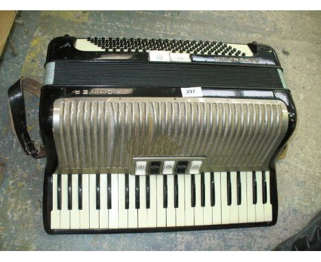 A Hohner Carena III M piano accordion.