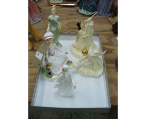 5 Royal Doulton figurines " Little Miss Muffet" , " Lorna ", " Magic Dragon " and 2 others. ( seconds )