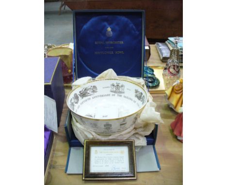 A Boxed Royal Worcester limited edition " Mayflower" commemorative bowl c/w certificate.