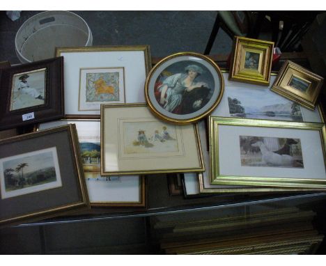 A collection of pictures and prints including a 19th century coloured engraving " Holme Hall " , " Sagittarius" limited editi