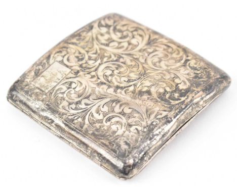 A George V hallmarked silver cigarette case decorated with foliate repeating design. Hallmarked year 1929 Birmingham. Sponsor