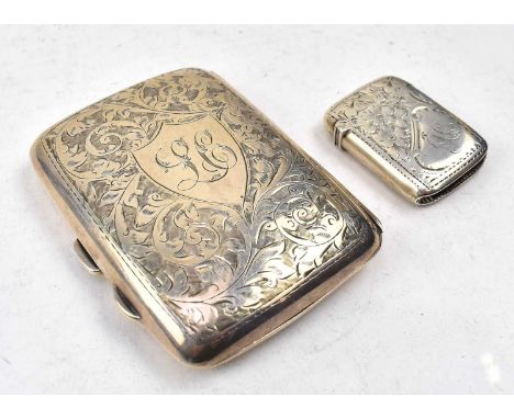 A George V hallmarked silver cigarette case. Hallmarked year 1920, Birmingham. Sponsors mark for Joseph Gloster Ltd. Together