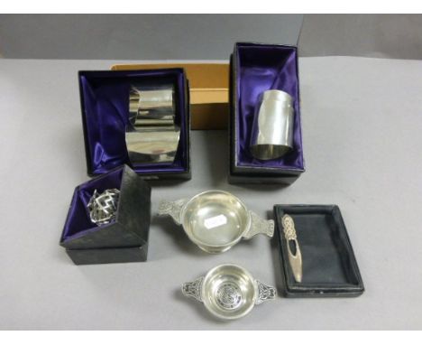 Various Cornish Tin St Justin Items including Quaiches plus a similar Scottish item