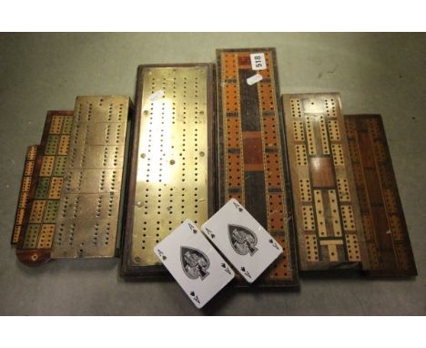 Quantity of Cribbage Boards including Brass and wooden Inlaid