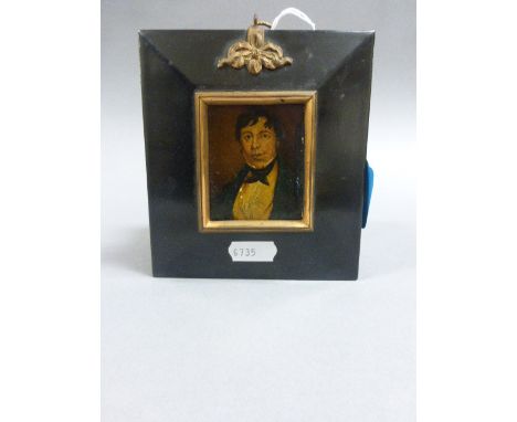 19th century Miniature Portrait of a Gentleman in Bow Tie