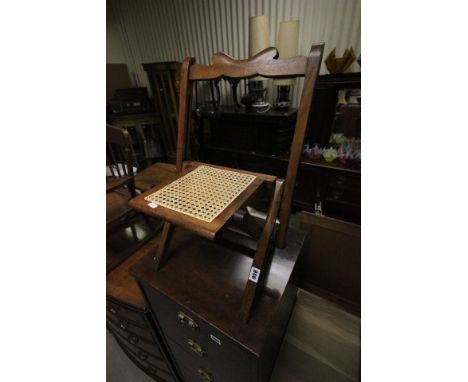 Victorian Folding Plectanium Childs Chair, birch with caned willow seat by Edwin Skull of High Wycombe stamped to base, circa