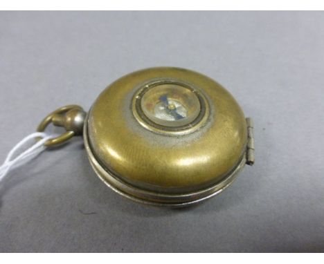 Vintage Metal Watch Case with Integral Compass to Lid 