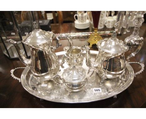 Silver Plated Tea Service on Tray