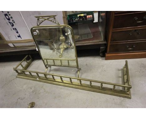 Victorian Brass Mirrored Back Firescreen and Fender