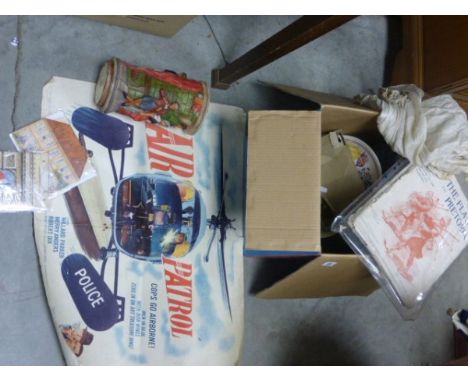 Group of Mixed Collectables including 1962 'Air Patrol' Cinema Poster, Capodimonte 'Dantes Boy' Figures, Hand Carved German C