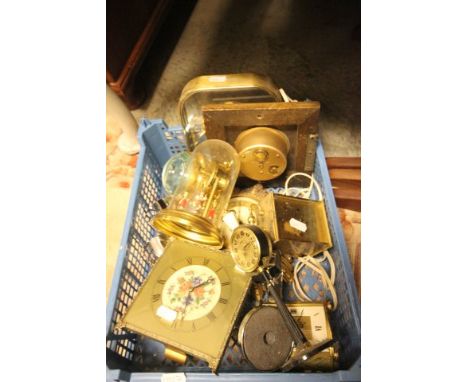 Group of Clocks including Carriage Clock, Bullseye Clock and an Anniversary Clock