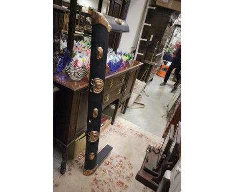 Iron and Copper Fire Fender together with a Black Standard Lamp Base