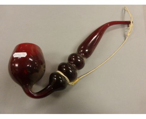 19th century Ruby Red Nailsea Glass Pipe