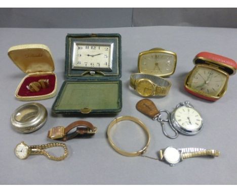 Vintage Travelling Alarm Clock together with Various Wristwatches, Pocket Watches, etc