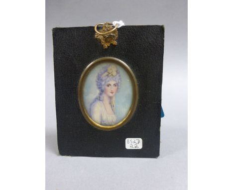 19th century Framed Miniature Portrait of Countess of Dysant