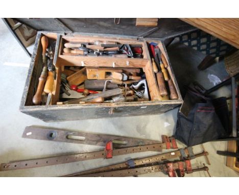 Good Selection of Vintage and more Contemporary Tools including Wooden Tool Box full of old tools including Boxwood Handled C