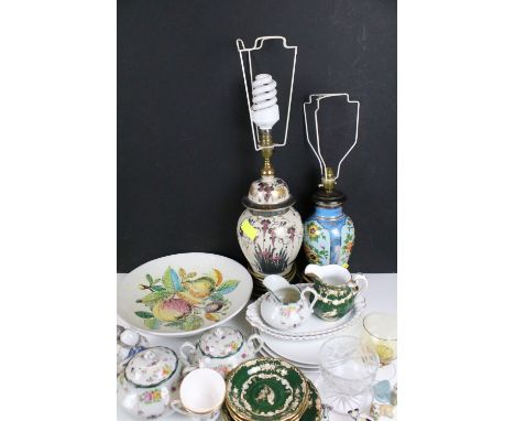 Large assorted collection of 20th Century ceramics to include a copeland Spode tea set with green ground and gilt detailing, 