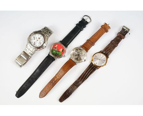 A collection of four watches to include Timex, a Chairman Mau commemorative watch and a watch marked Tag. 