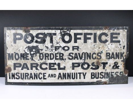 Post Office enamel wall sign, with black lettering on white ground, approx 66cm x 30cm 