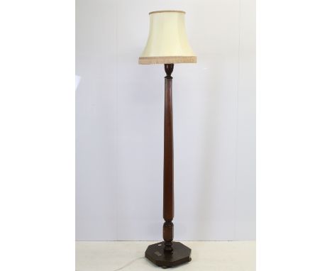 Mahogany standard lamp, with brass presentation plaque for 'To Mr and Mrs Alfred Hardy, from the Members of the Byfleet Metho