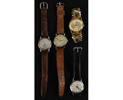 Watches - a vintage Oris Swiss chromed cased wristwatch, silvered dial, Arabic numerals, minute track, subsidiary seconds, cr